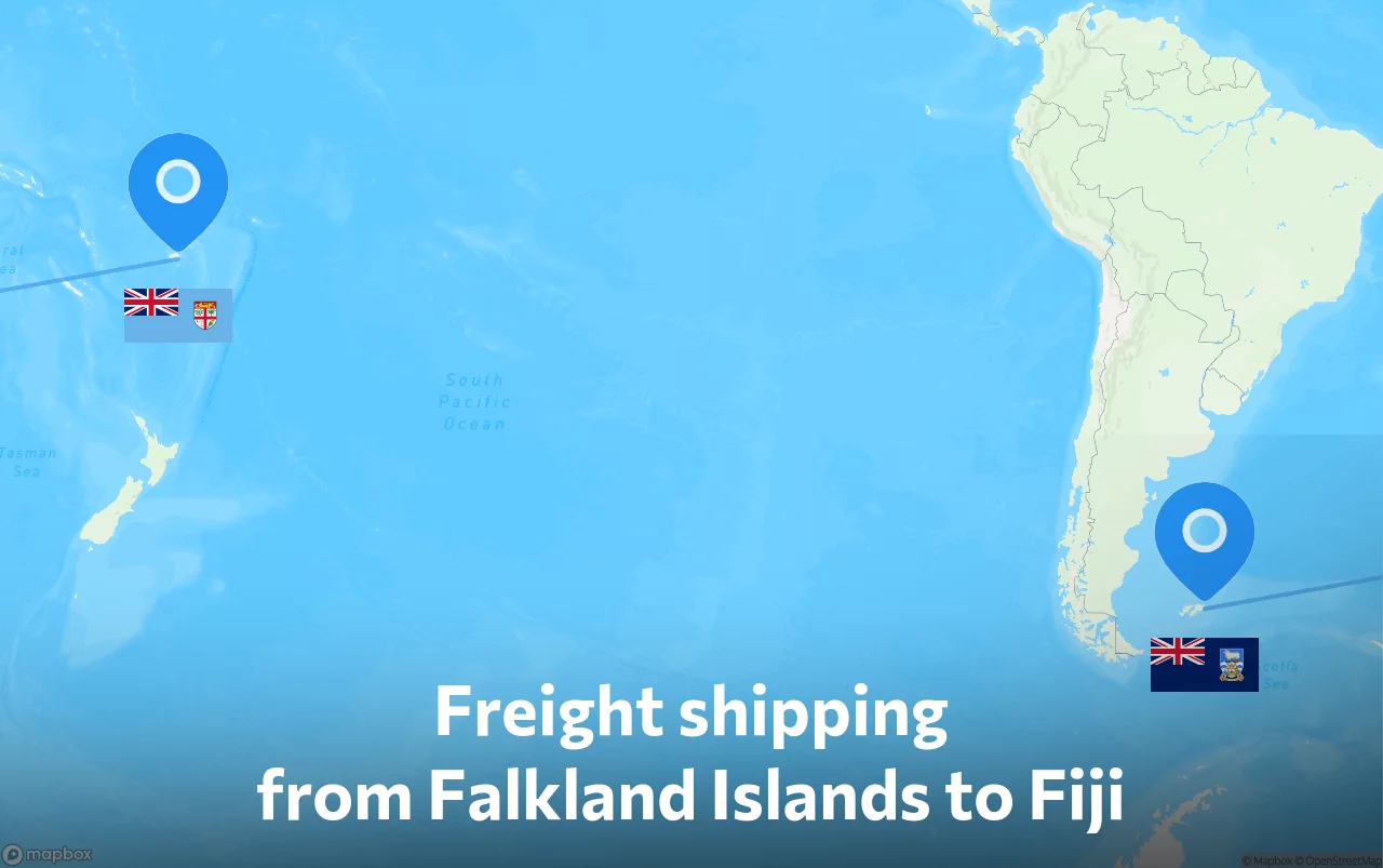Shipping route from Falkland Islands to Fiji