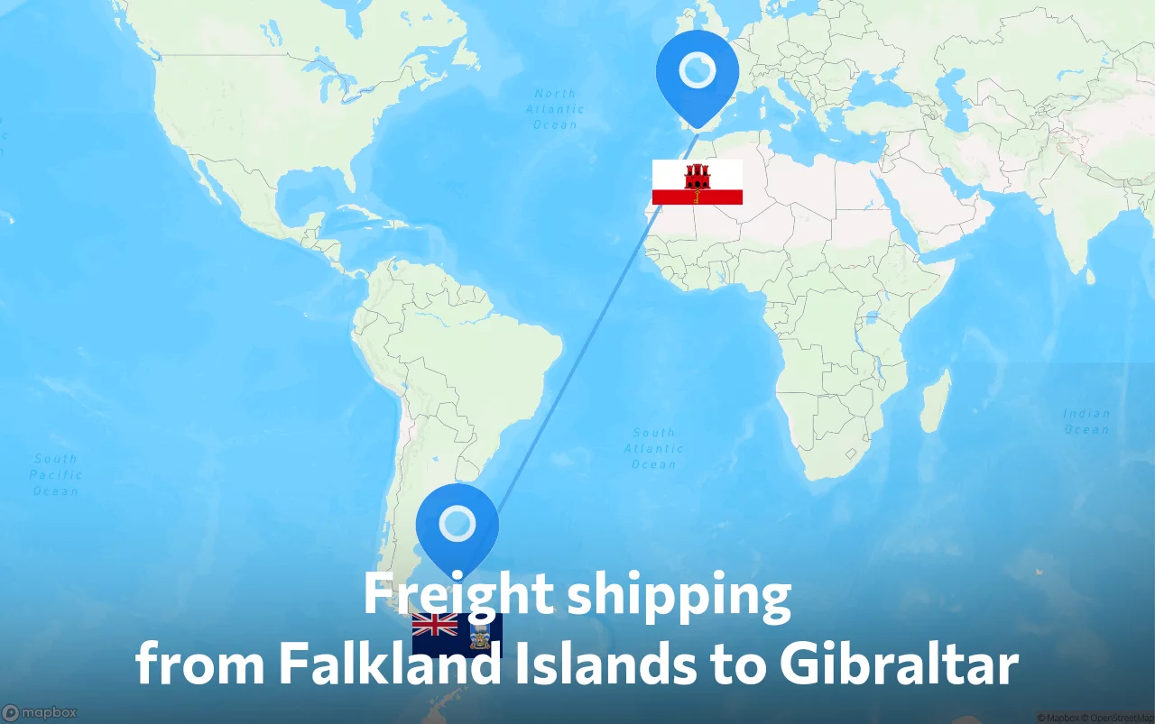 Shipping route from Falkland Islands to Gibraltar