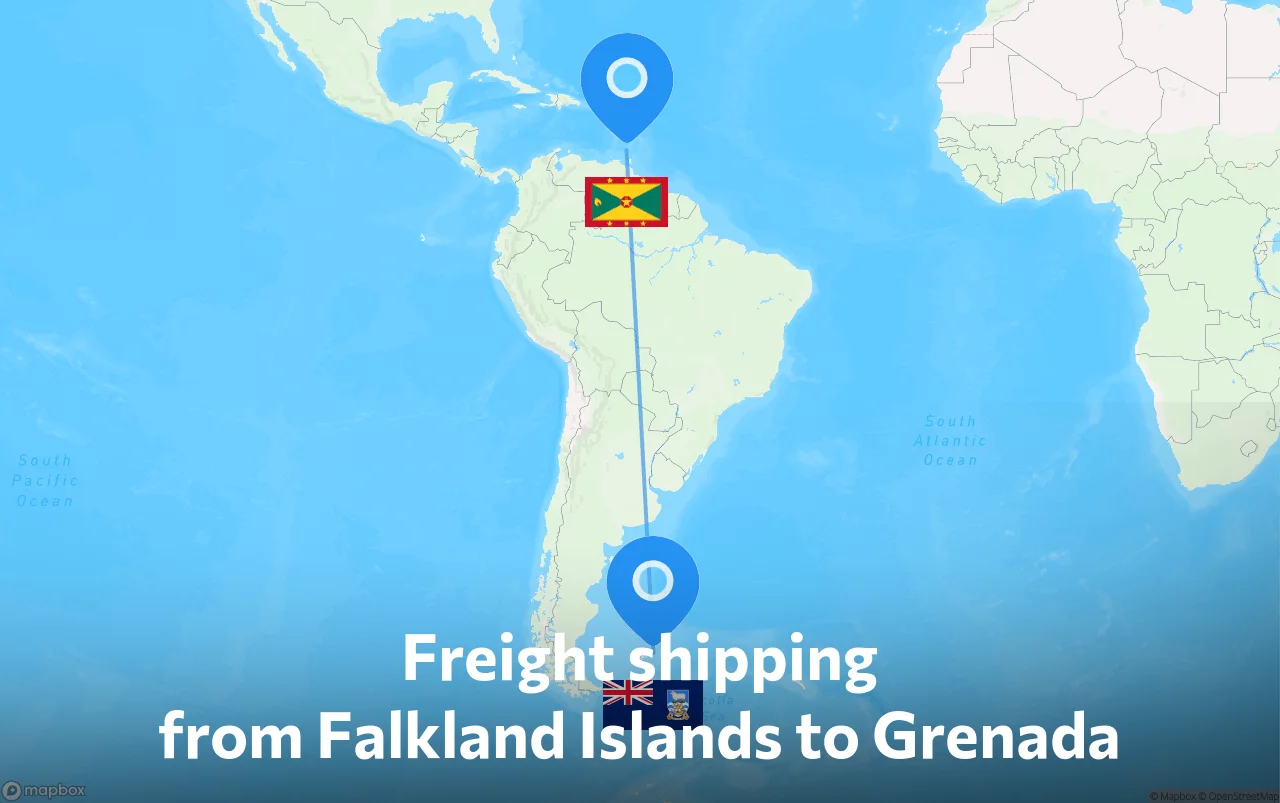 Shipping route from Falkland Islands to Grenada