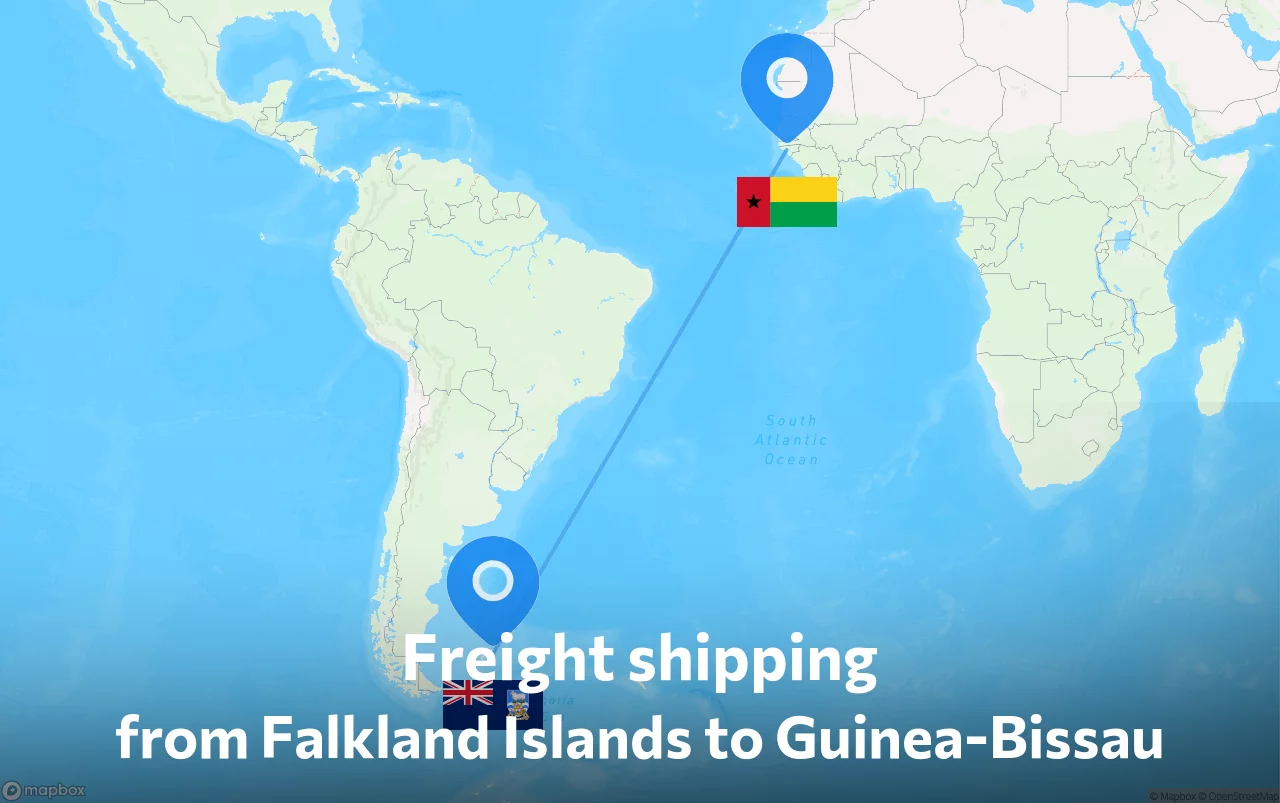 Shipping route from Falkland Islands to Guinea-Bissau