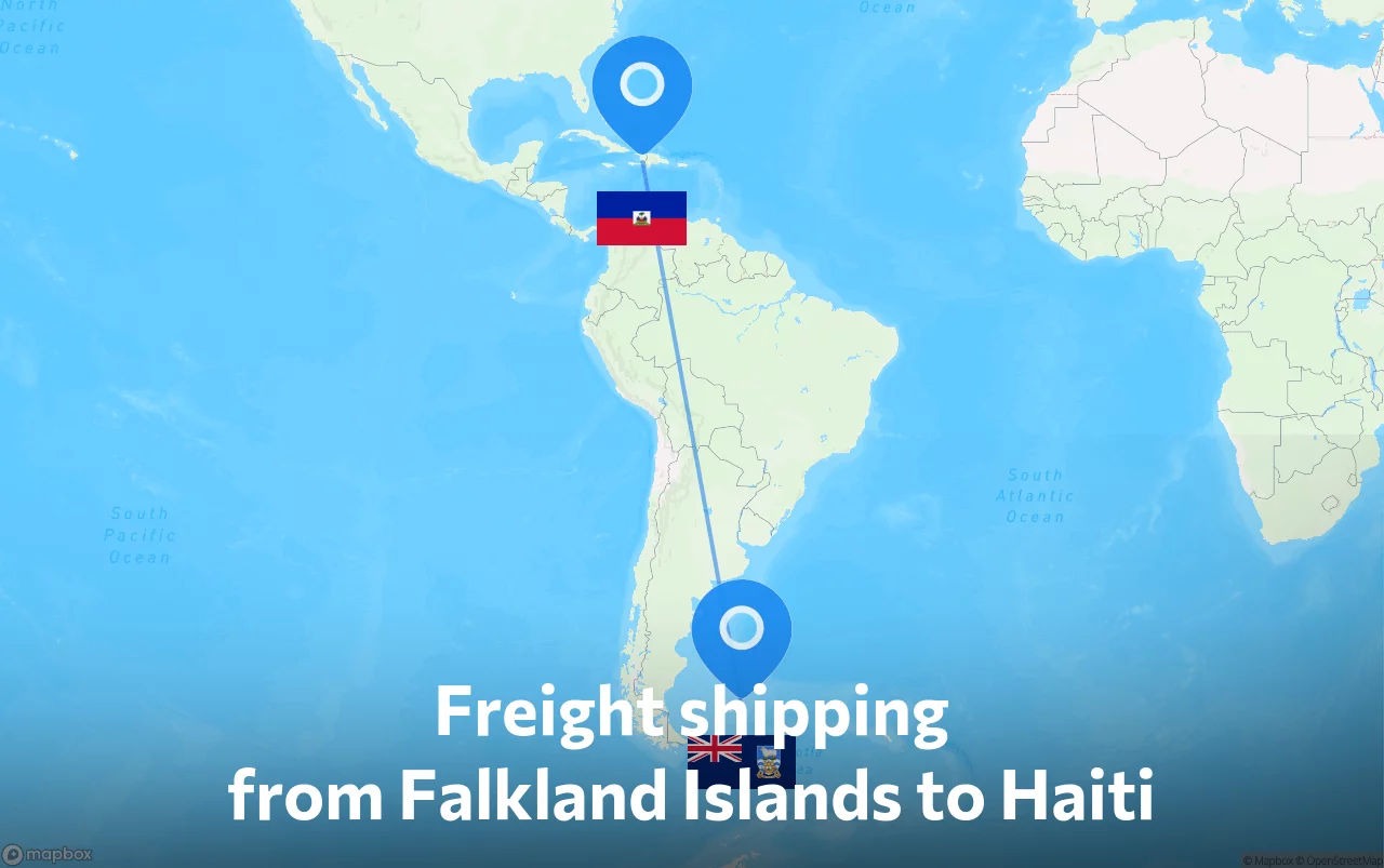 Shipping route from Falkland Islands to Haiti