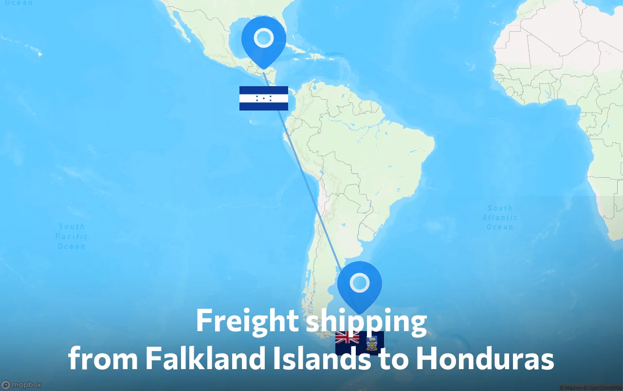 Shipping route from Falkland Islands to Honduras