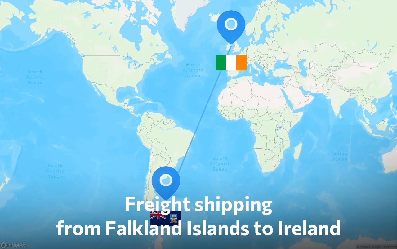Shipping route from Falkland Islands to Ireland