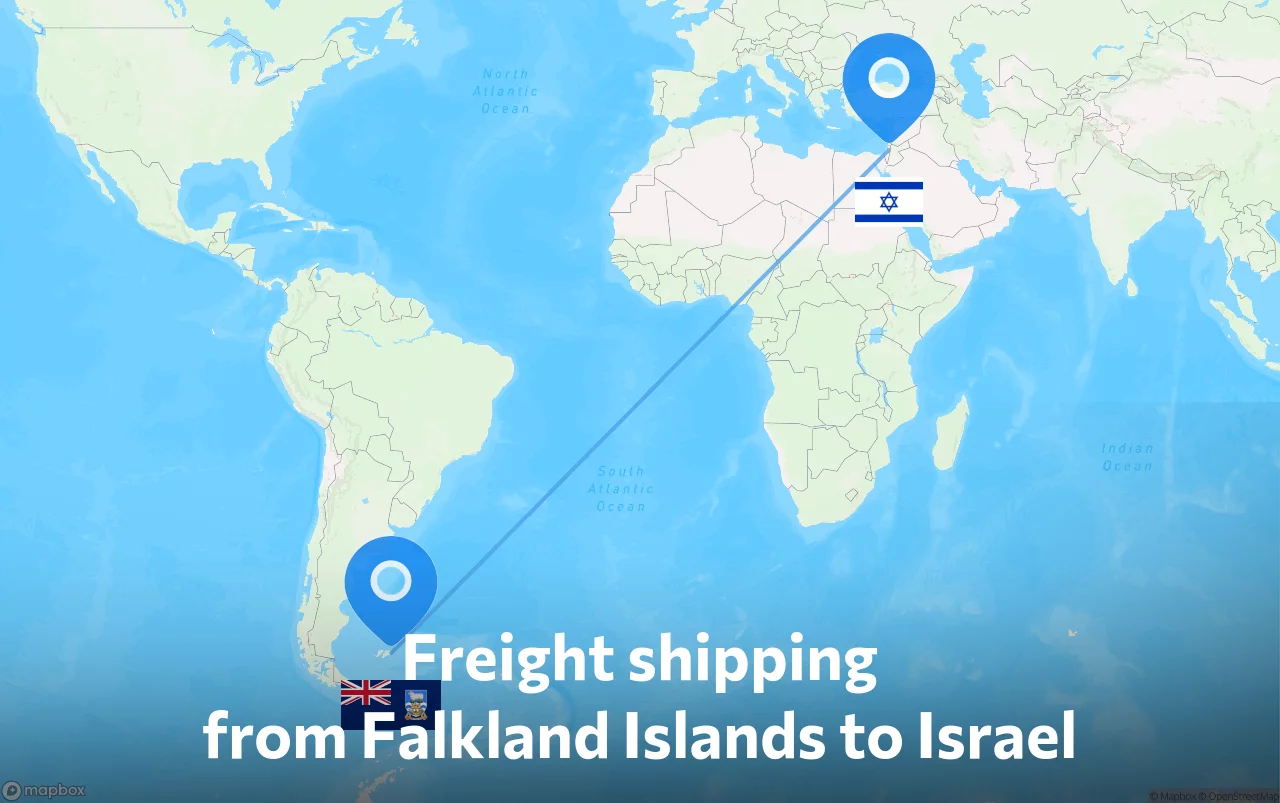 Shipping route from Falkland Islands to Israel