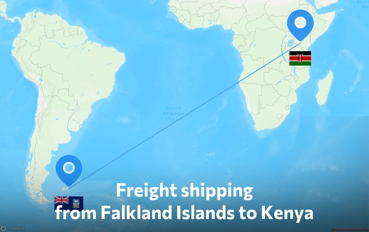 Shipping route from Falkland Islands to Kenya