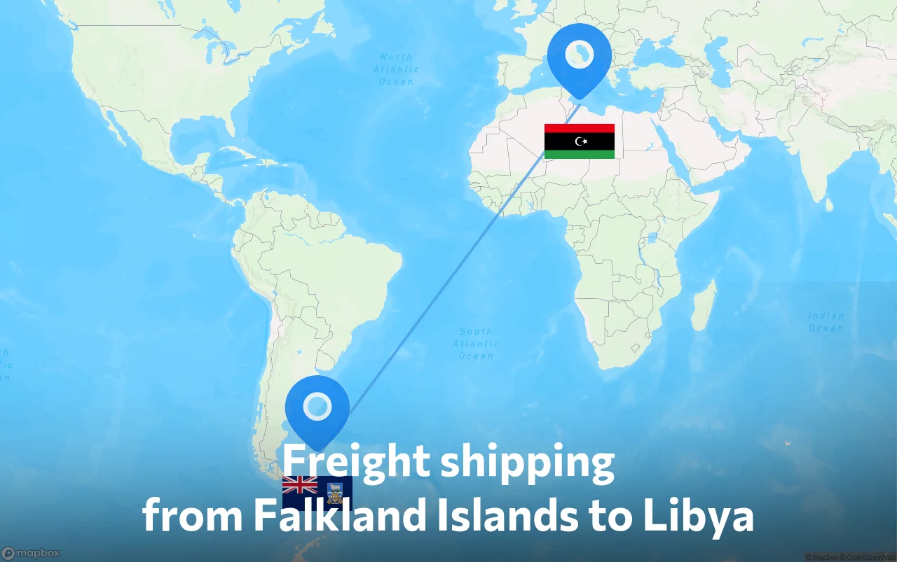Shipping route from Falkland Islands to Libya