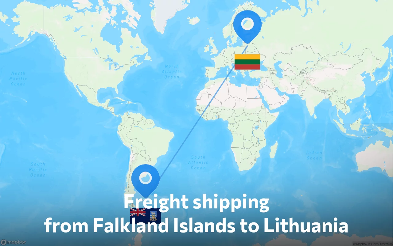 Shipping route from Falkland Islands to Lithuania