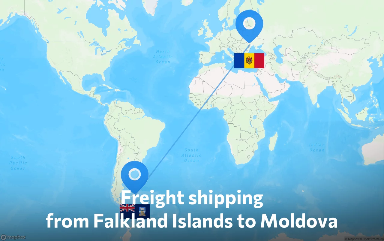 Shipping route from Falkland Islands to Moldova