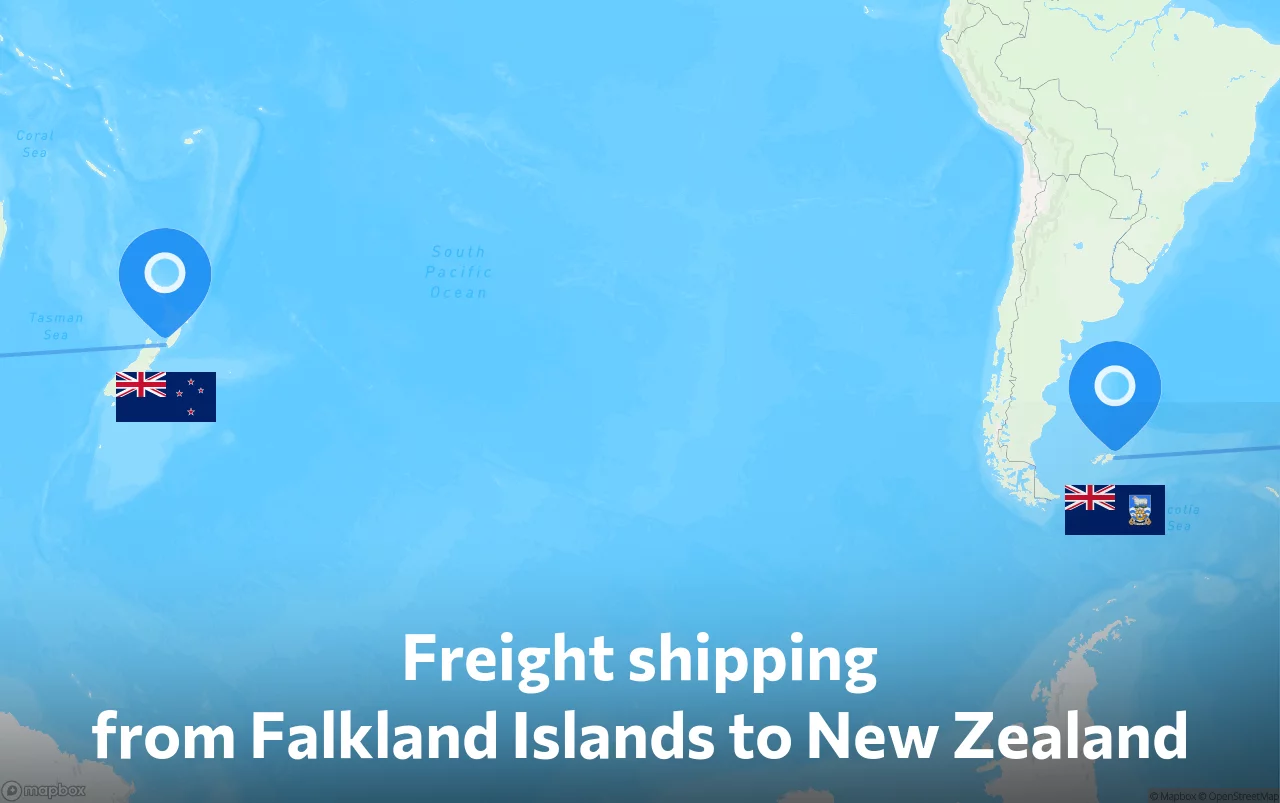 Shipping route from Falkland Islands to New Zealand