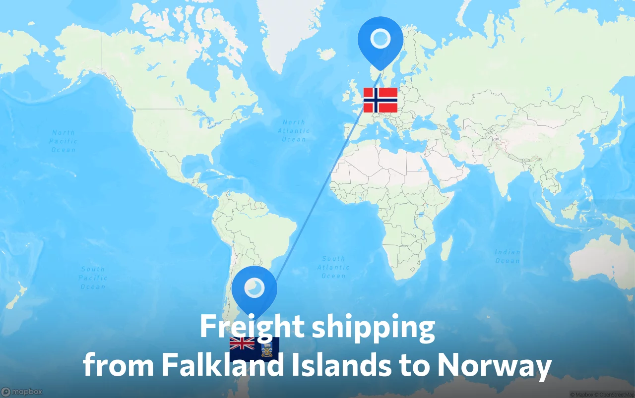 Shipping route from Falkland Islands to Norway