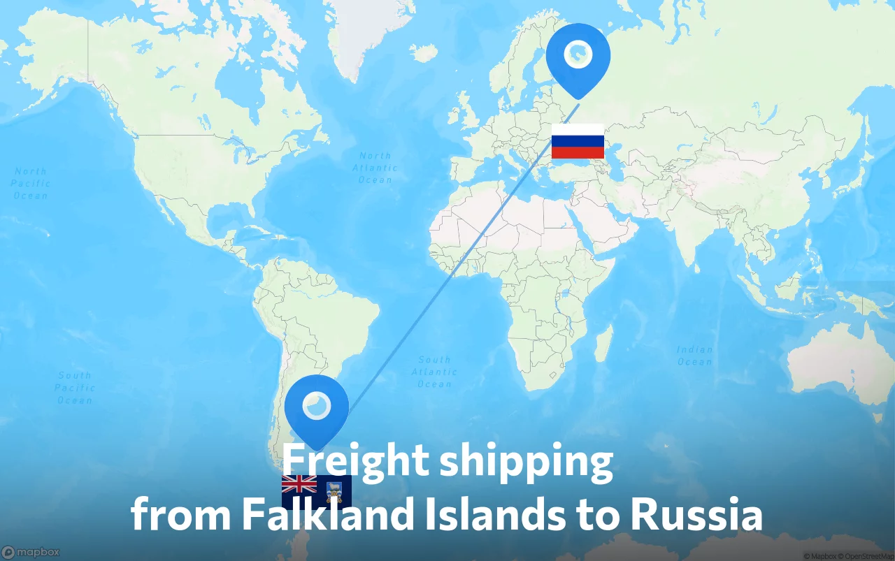 Shipping route from Falkland Islands to Russia