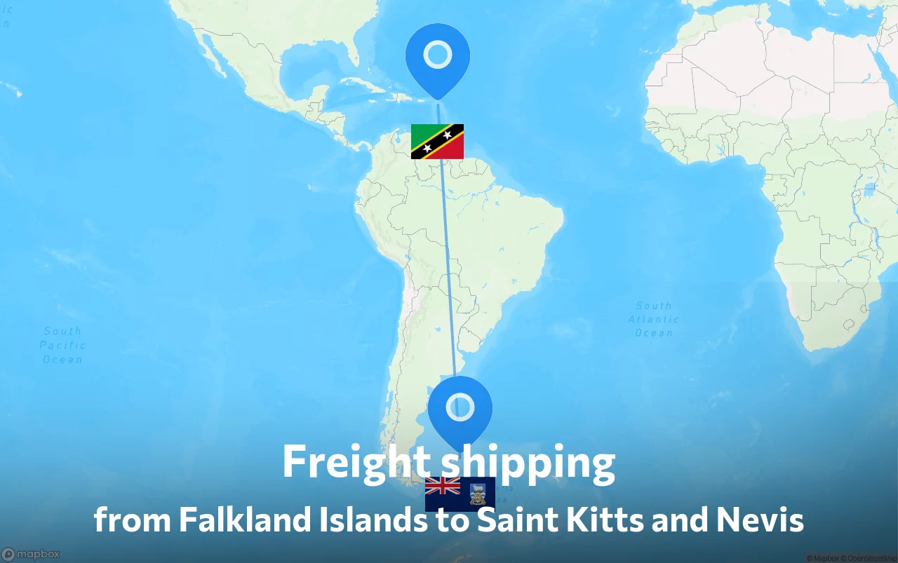 Shipping route from Falkland Islands to Saint Kitts and Nevis