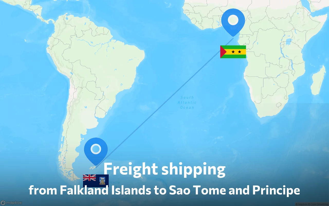 Shipping route from Falkland Islands to Sao Tome and Principe