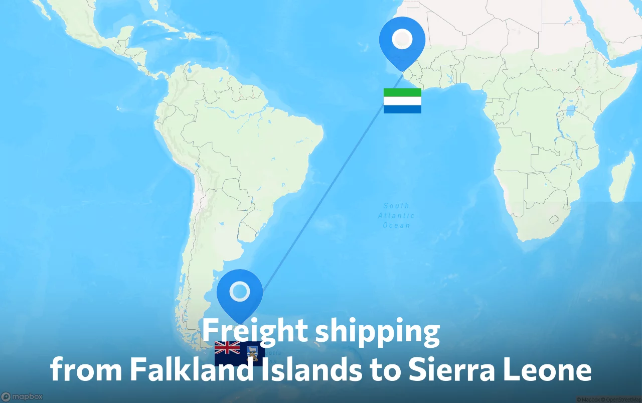 Shipping route from Falkland Islands to Sierra Leone