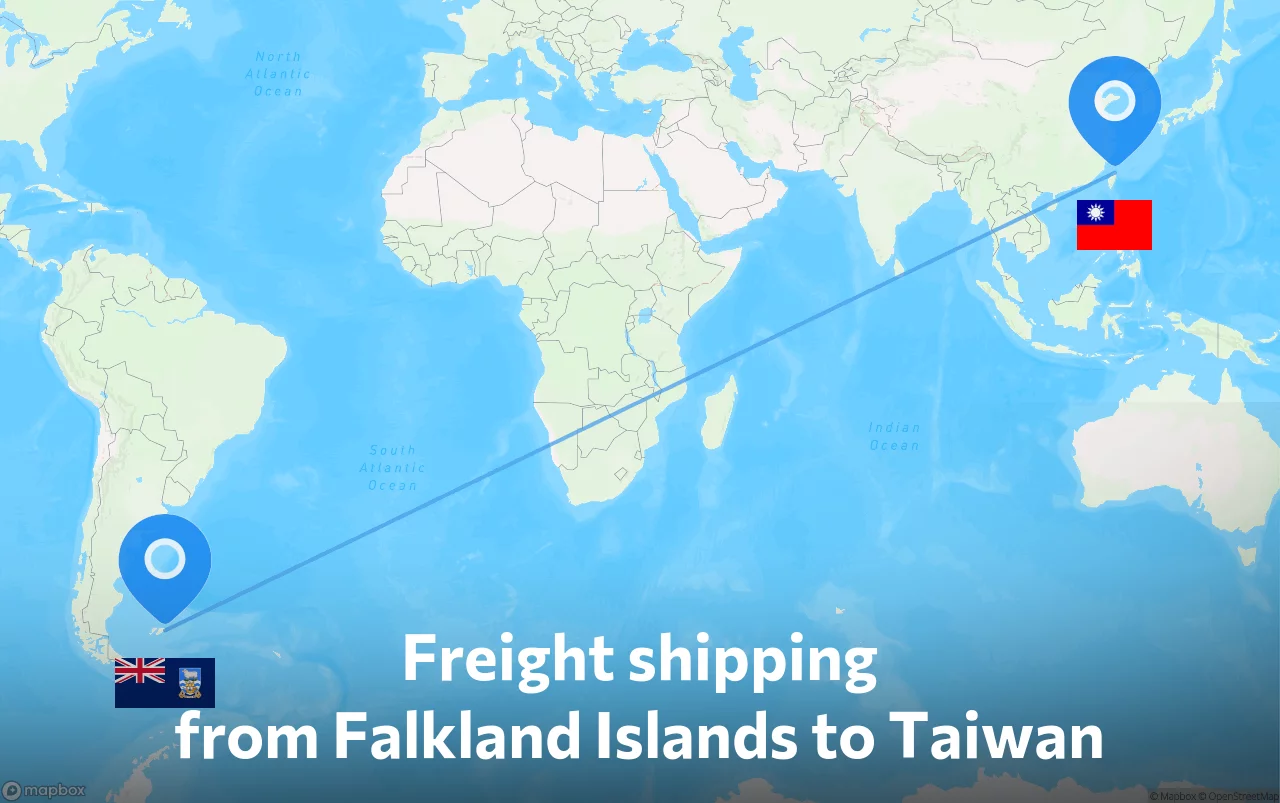 Shipping route from Falkland Islands to Taiwan