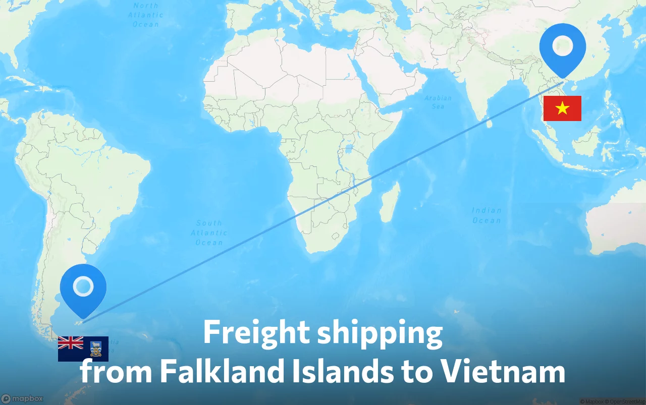 Shipping route from Falkland Islands to Vietnam