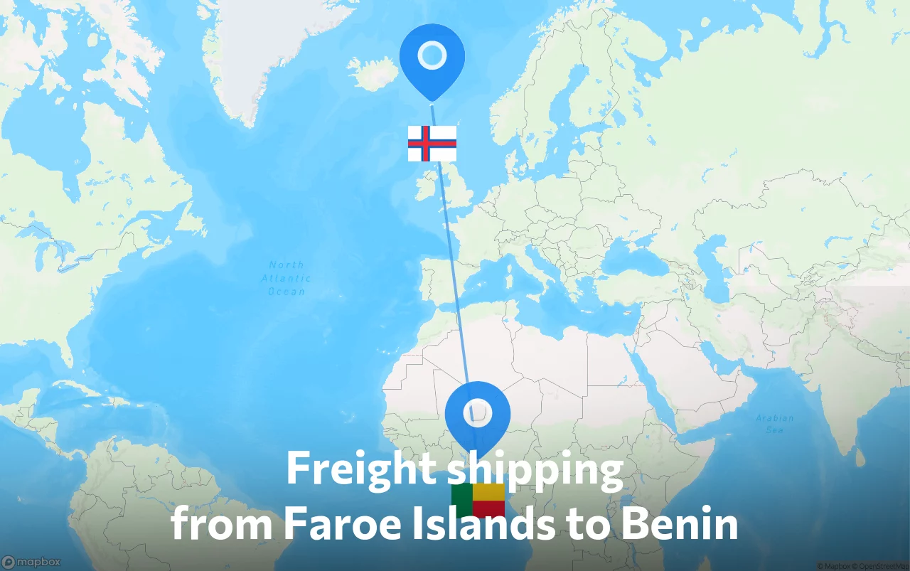 Shipping route from Faroe Islands to Benin