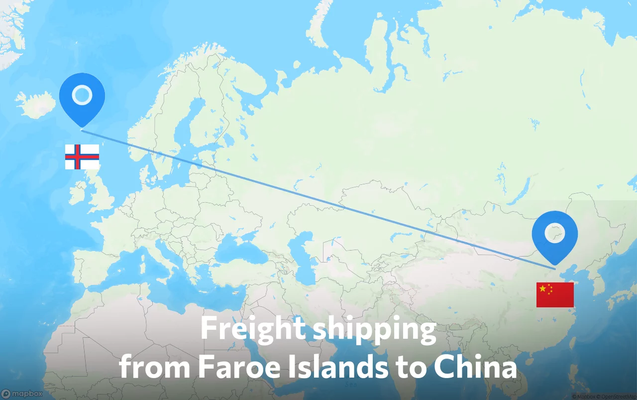 Shipping route from Faroe Islands to China