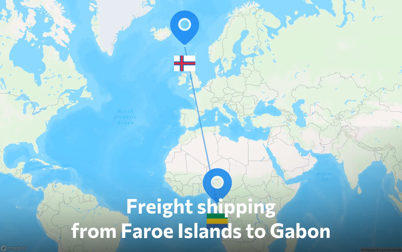 Shipping route from Faroe Islands to Gabon