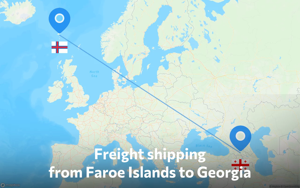 Shipping route from Faroe Islands to Georgia