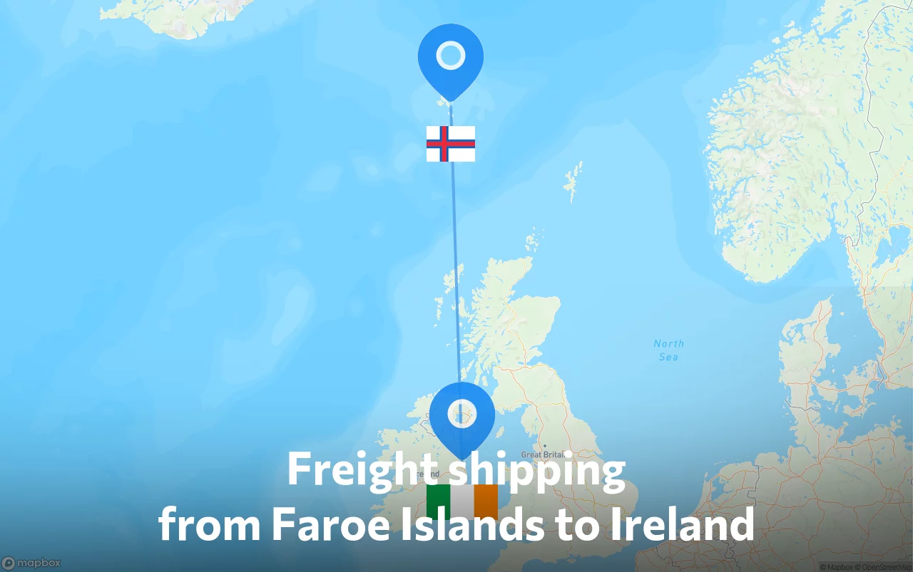 Shipping route from Faroe Islands to Ireland