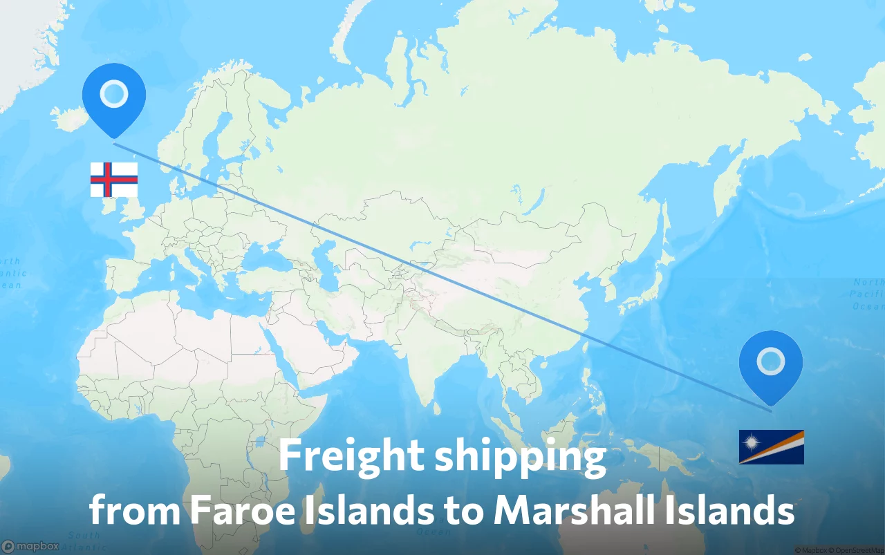 Shipping route from Faroe Islands to Marshall Islands