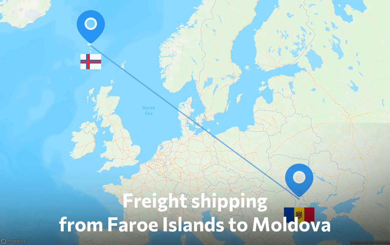 Shipping route from Faroe Islands to Moldova