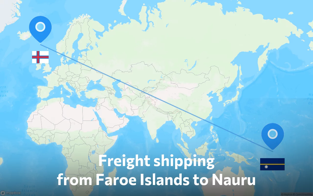 Shipping route from Faroe Islands to Nauru