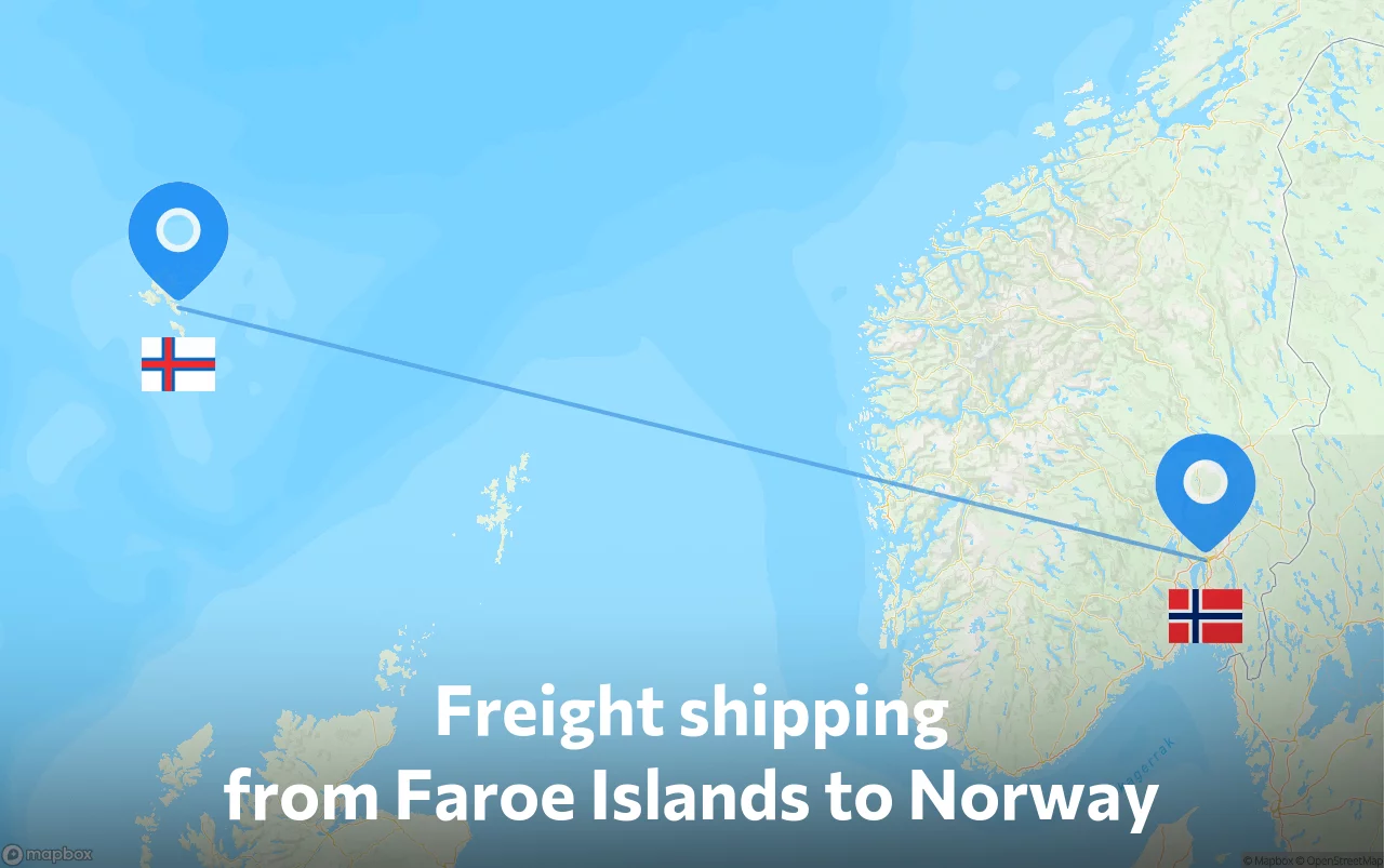 Shipping route from Faroe Islands to Norway