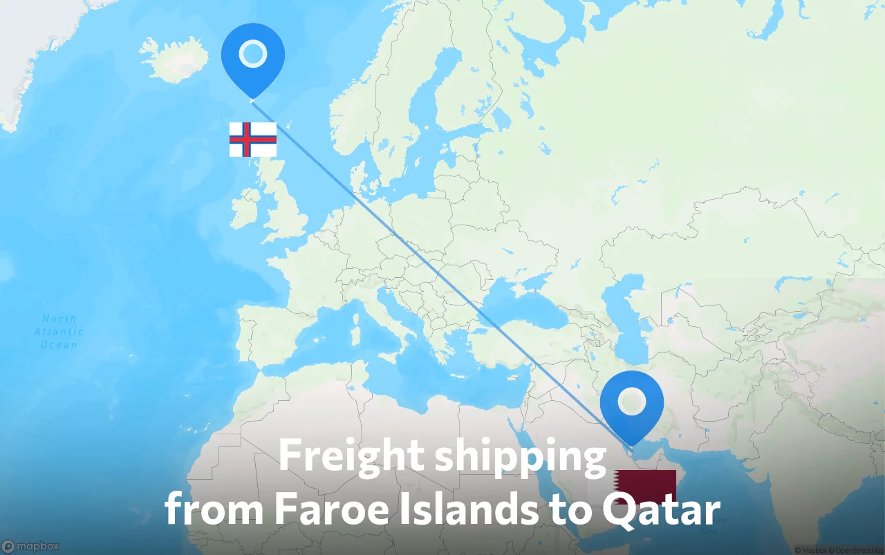 Shipping route from Faroe Islands to Qatar