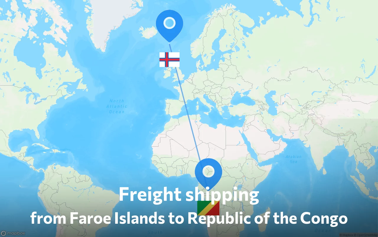 Shipping route from Faroe Islands to Republic of the Congo