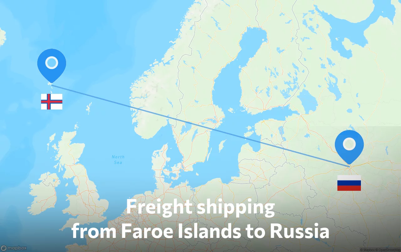 Shipping route from Faroe Islands to Russia