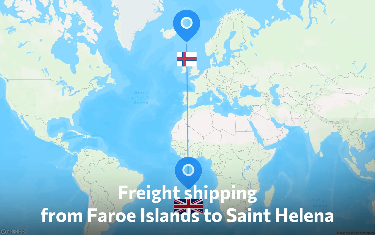 Shipping route from Faroe Islands to Saint Helena