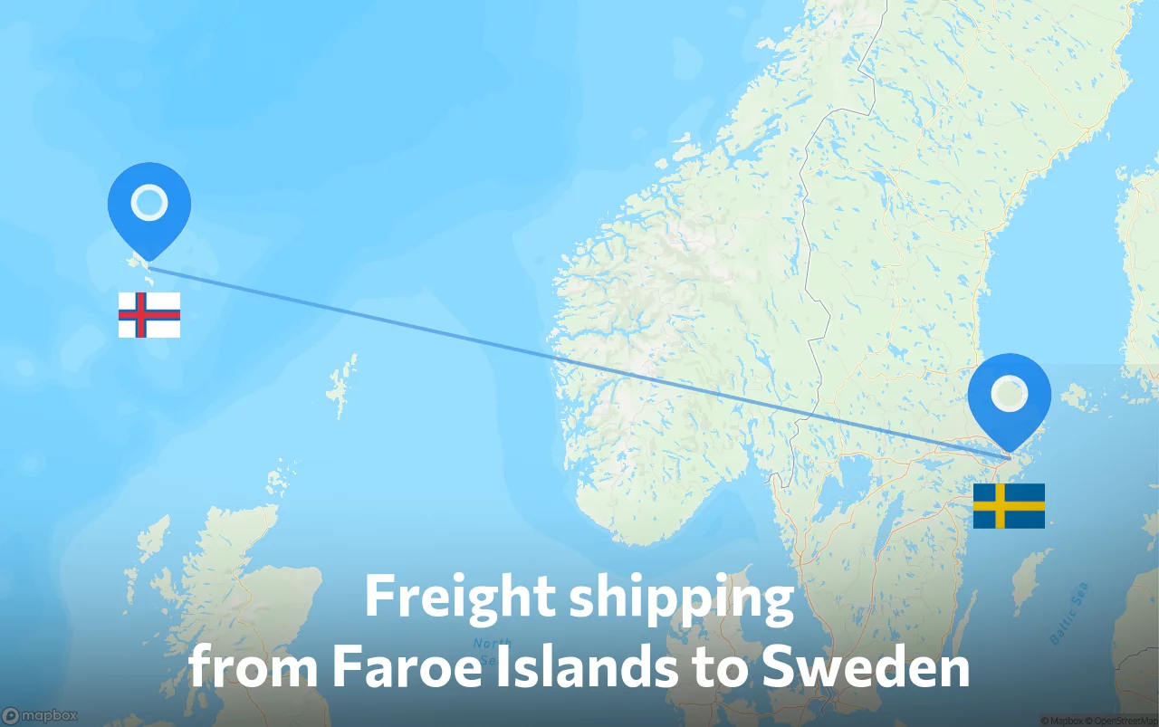 Shipping route from Faroe Islands to Sweden