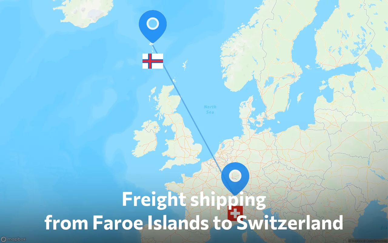 Shipping route from Faroe Islands to Switzerland