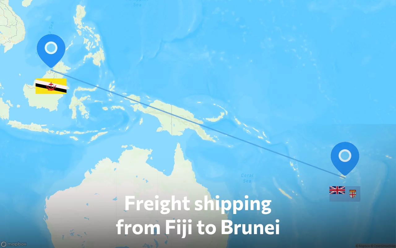 Shipping route from Fiji to Brunei