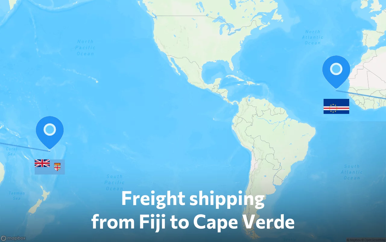 Shipping route from Fiji to Cape Verde