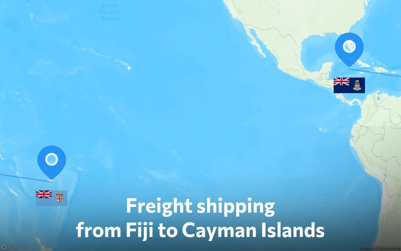 Shipping route from Fiji to Cayman Islands