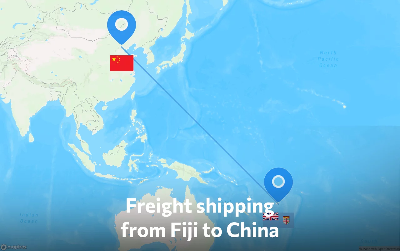 Shipping route from Fiji to China