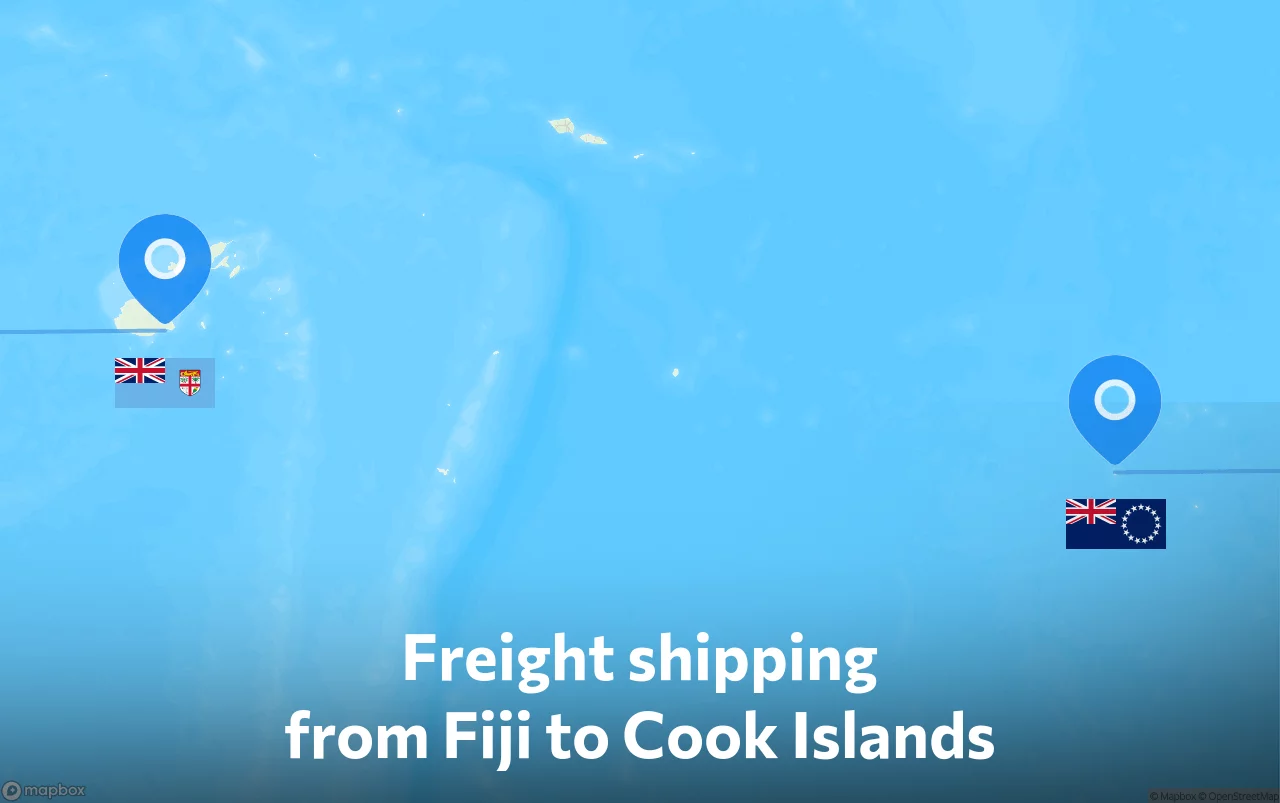 Shipping route from Fiji to Cook Islands