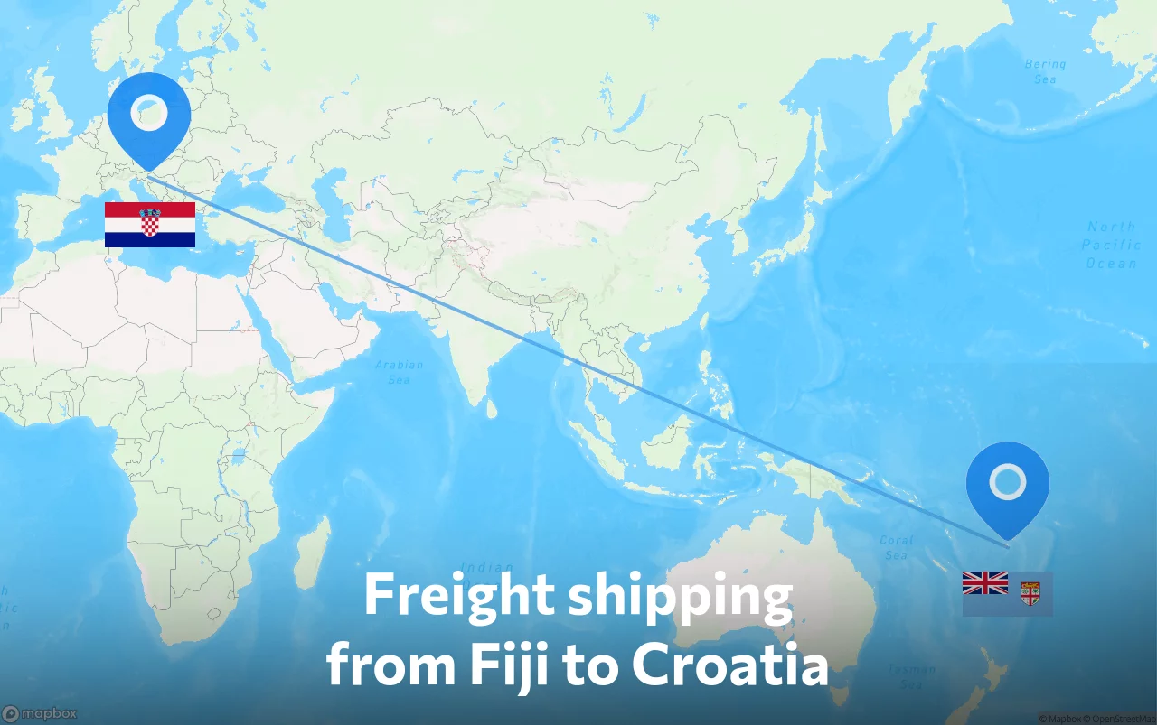 Shipping route from Fiji to Croatia