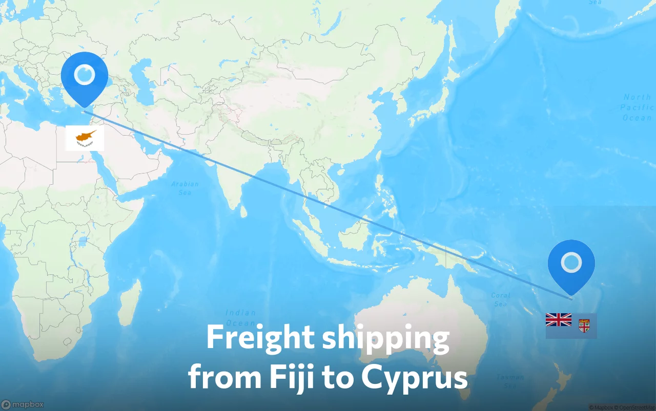 Shipping route from Fiji to Cyprus