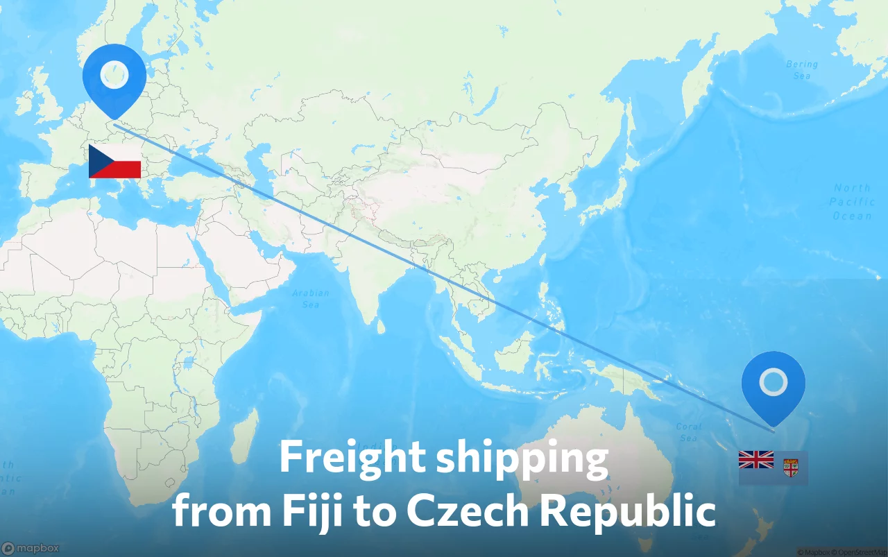 Shipping route from Fiji to Czech Republic