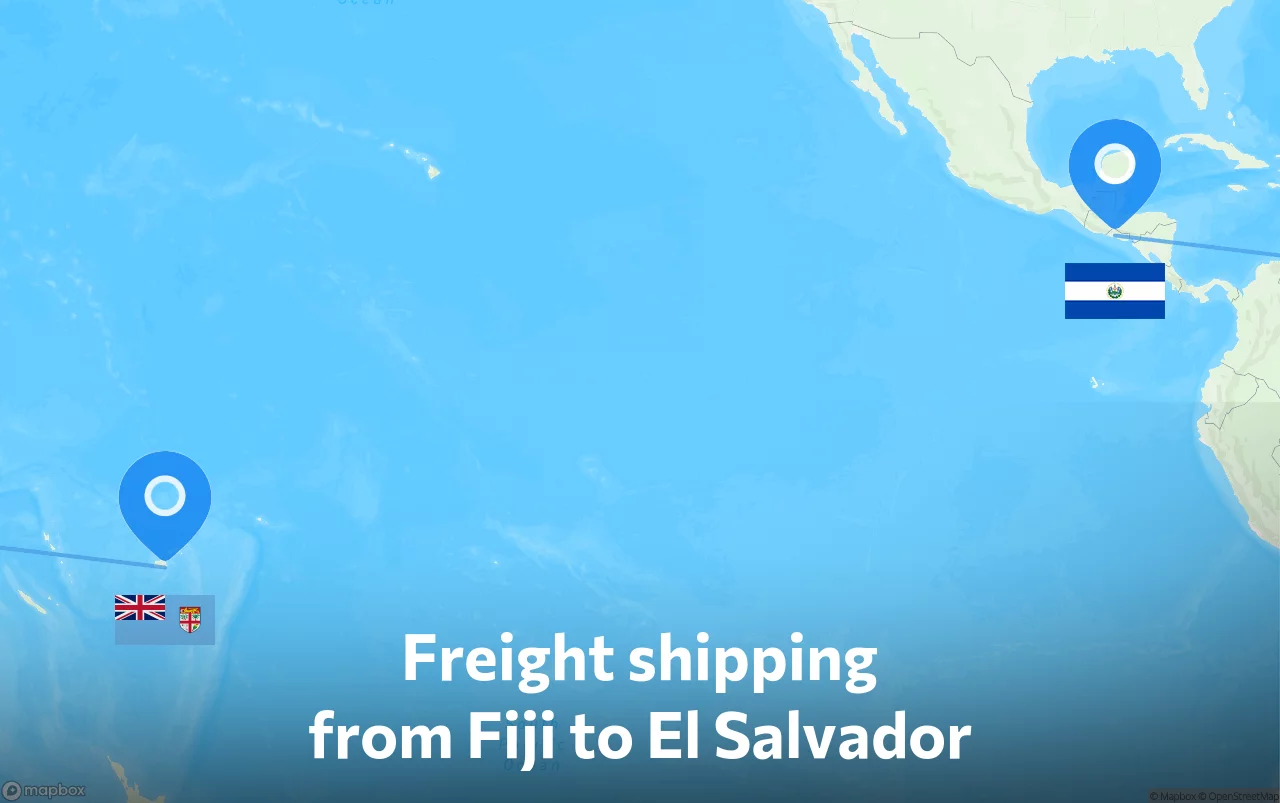 Shipping route from Fiji to El Salvador