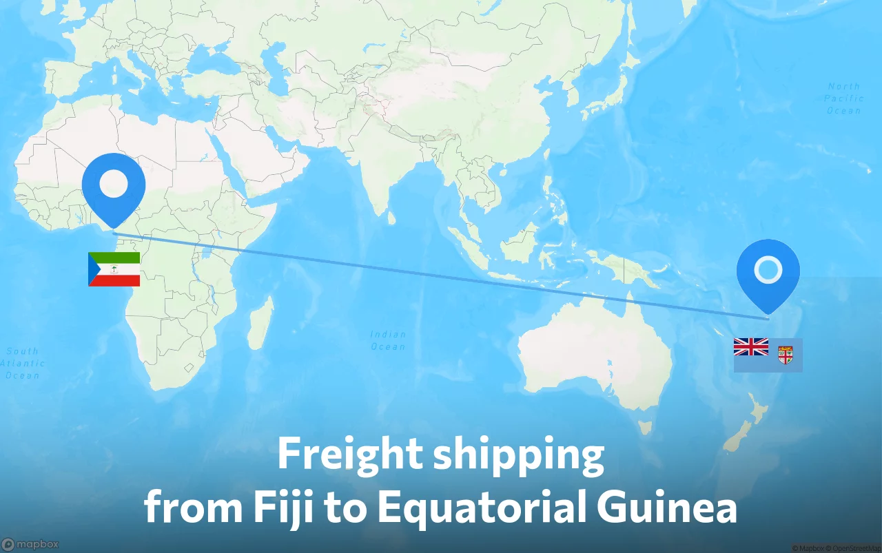 Shipping route from Fiji to Equatorial Guinea