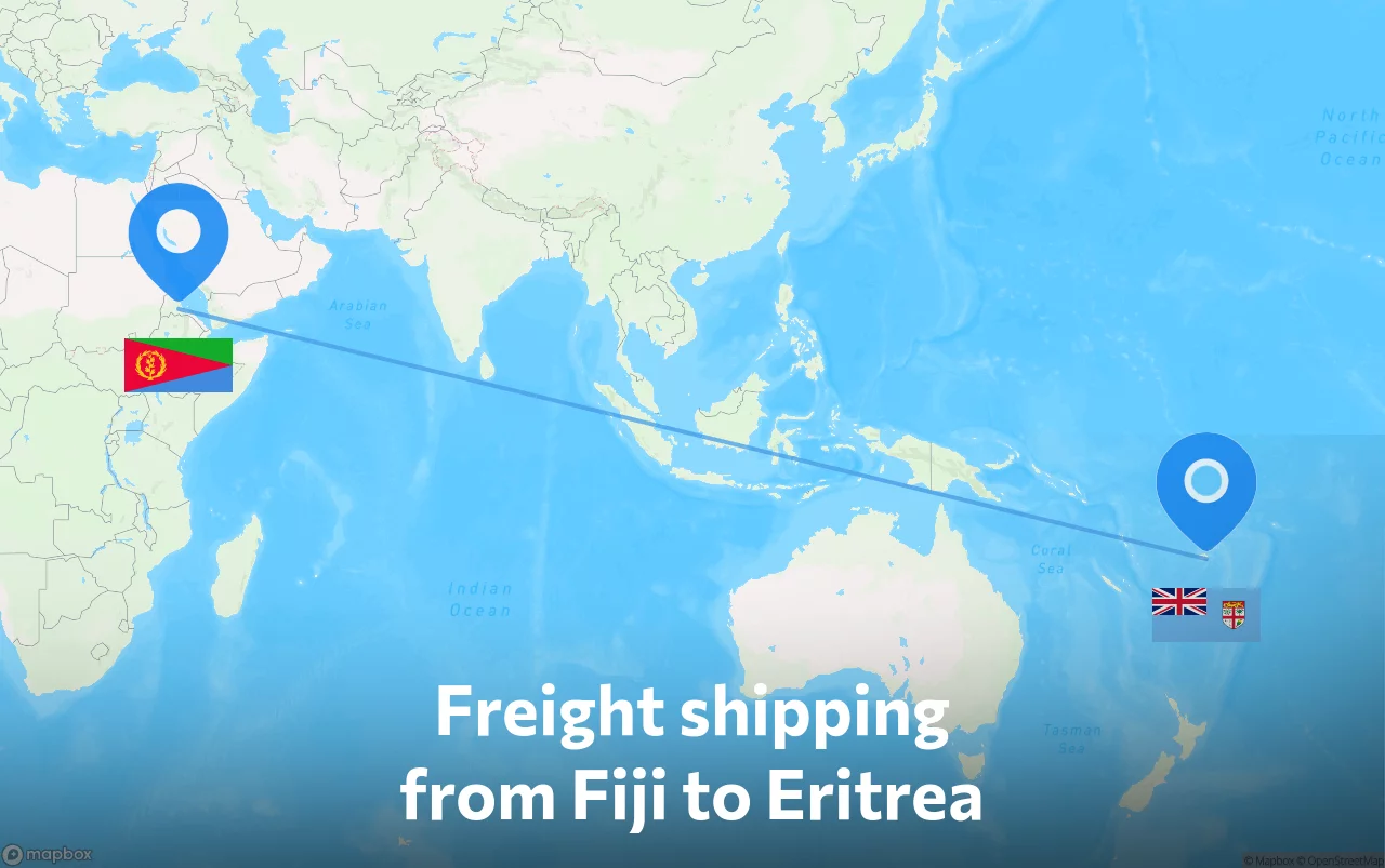 Shipping route from Fiji to Eritrea