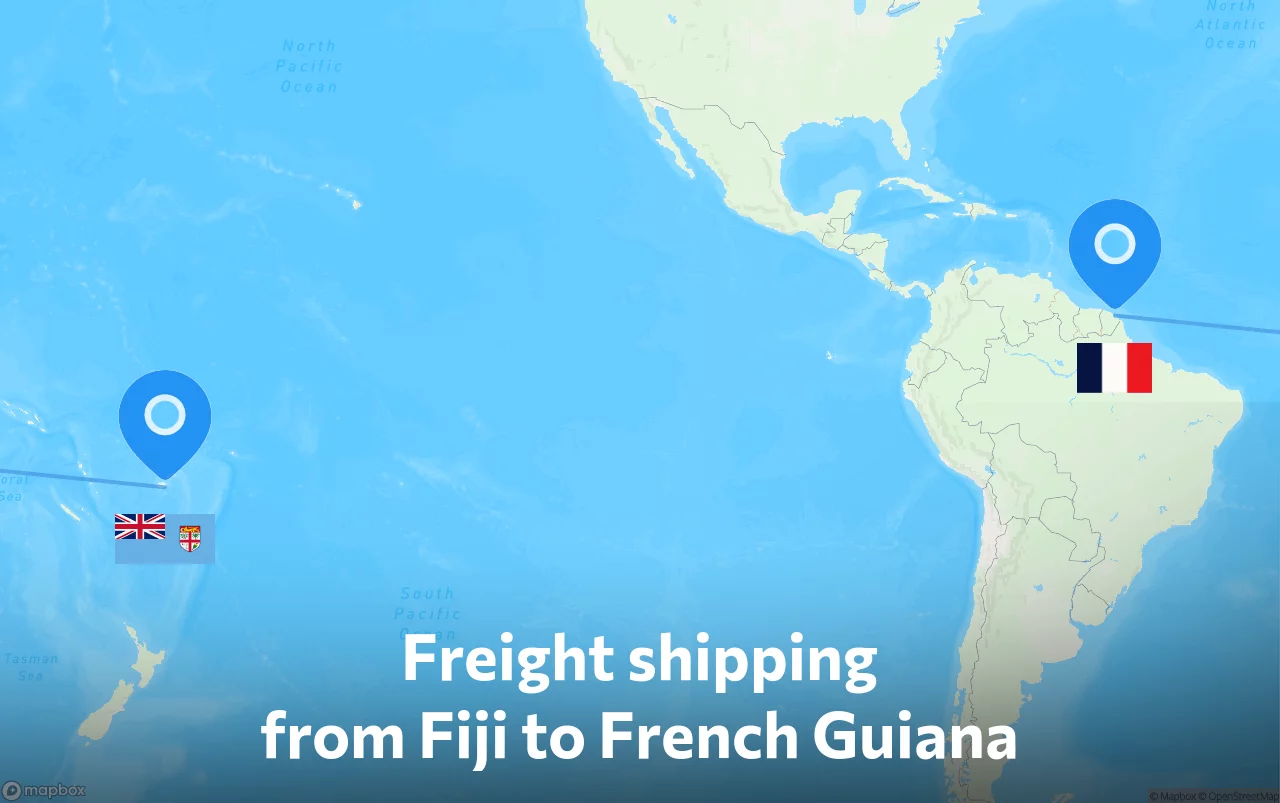 Shipping route from Fiji to French Guiana