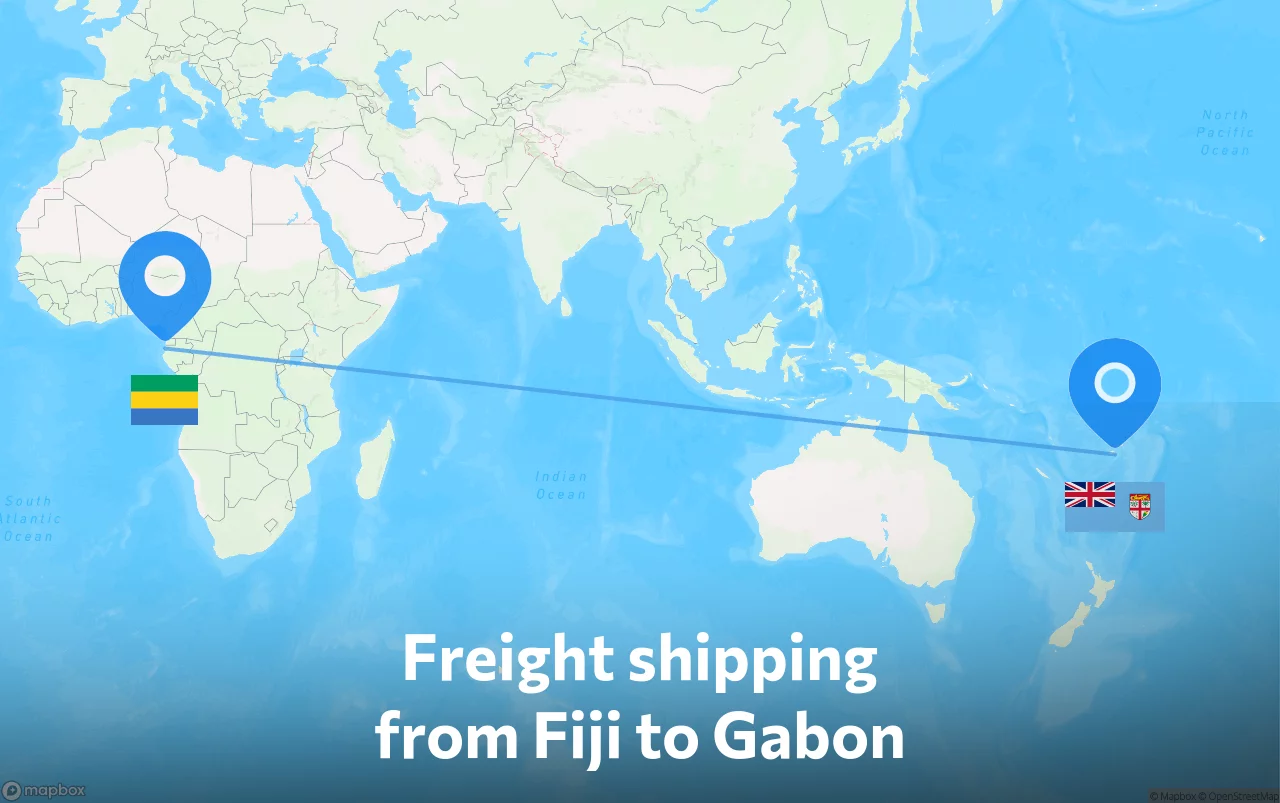 Shipping route from Fiji to Gabon