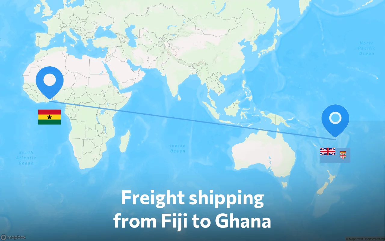 Shipping route from Fiji to Ghana