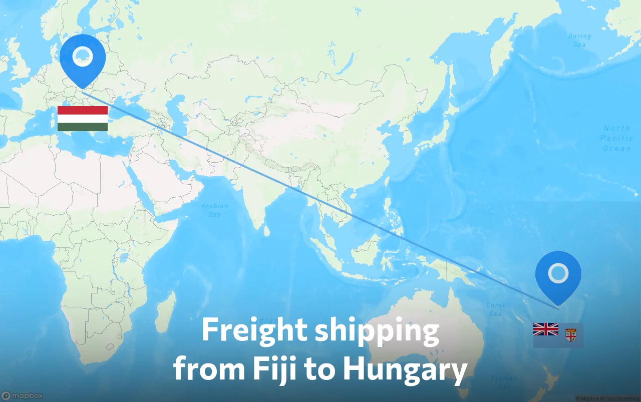 Shipping route from Fiji to Hungary